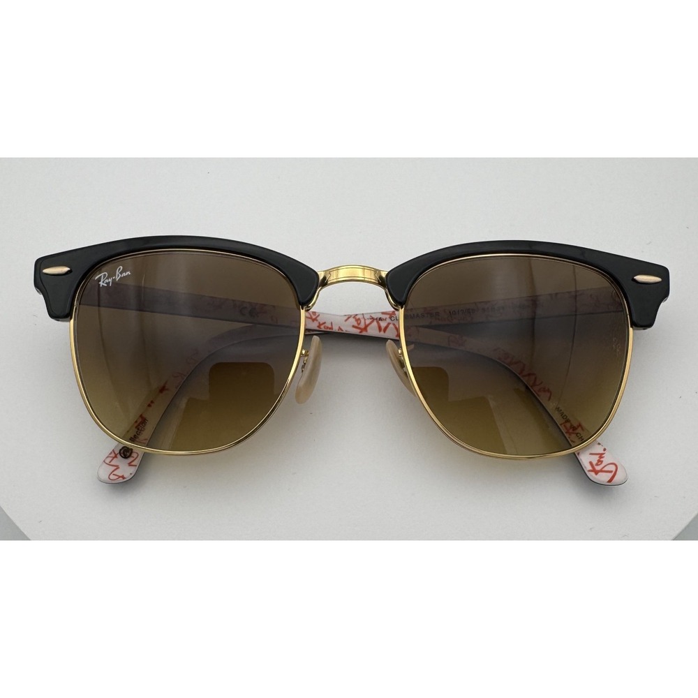 Ray-Ban RB3016 ClubMaster 1017/85 51-21-145 3N Logo Print Unisex Sunglasses